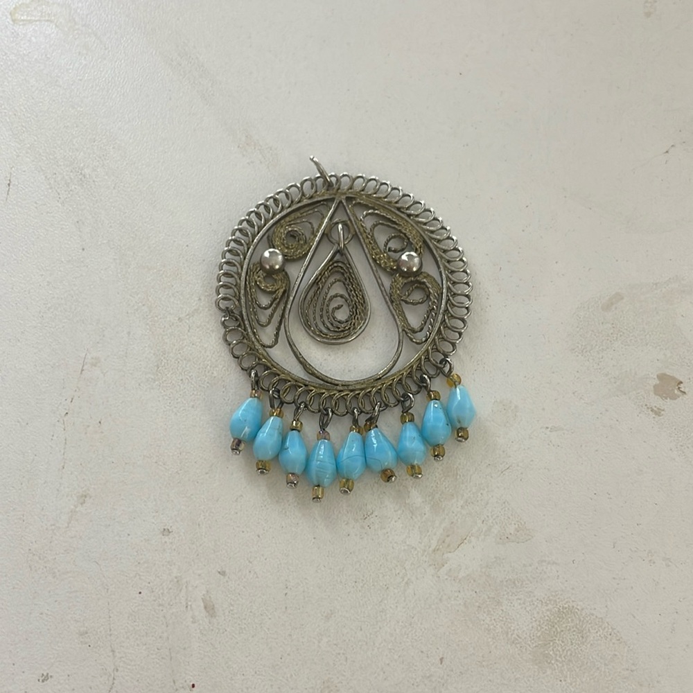 Vintage blue bead pendant